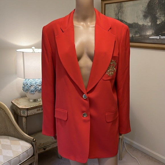 Nygard 100% Silk Women’s Orange Suit Jacket Like New, Lined, Lapel, Size 10 - Picture 2 of 11